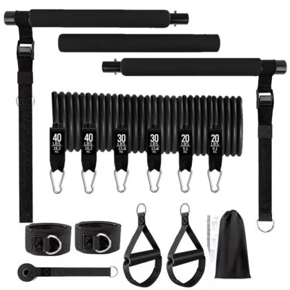 Portable Pilates Bar Set with Resistance Bands for Home Fitness – Total Body Workouts, Chest Expansion, Back Training, and Body Stretch